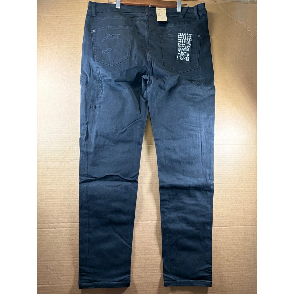Ksubi Van Winkle Hunter Jeans Mens 38 Black Distressed Skinny Fit Denim NWT